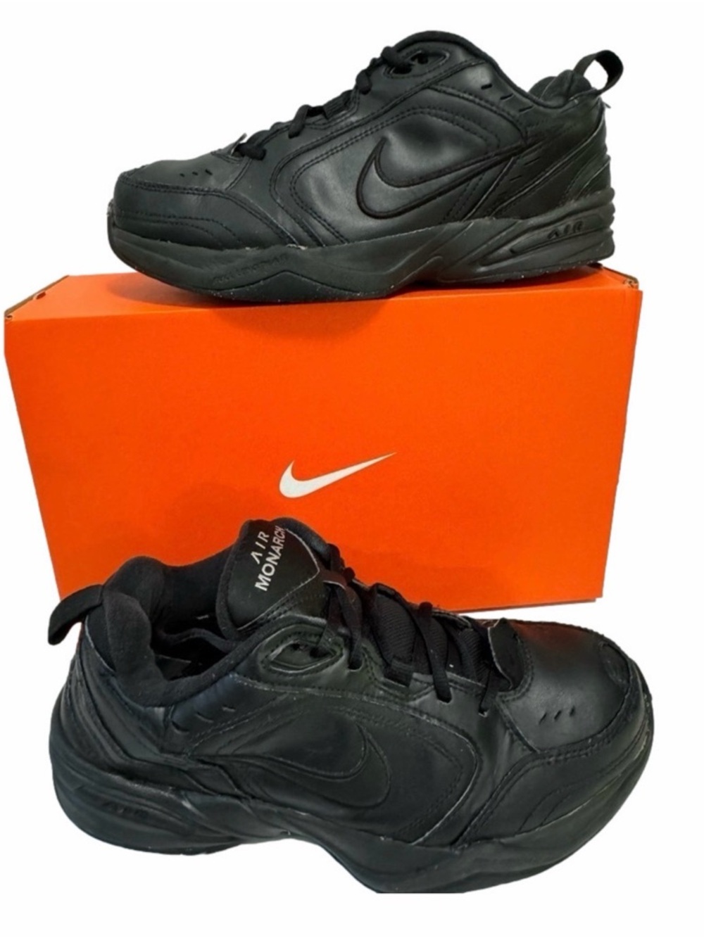 Nike Air Monarch IV Men Size 13 EEEE 4E Black Athletic Sneakers Running Shoes